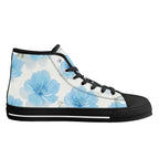 Floral Blue Porcelain Canvas Hightops (black left inside)