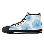 Floral Blue Porcelain Canvas Hightops (black right inside)
