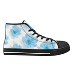 Floral Blue Porcelain Canvas Hightops (black right outside)