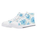 Floral Blue Porcelain Canvas Hightops (white pair angled)