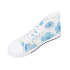 Floral Blue Porcelain Canvas Hightops (white right above angled)