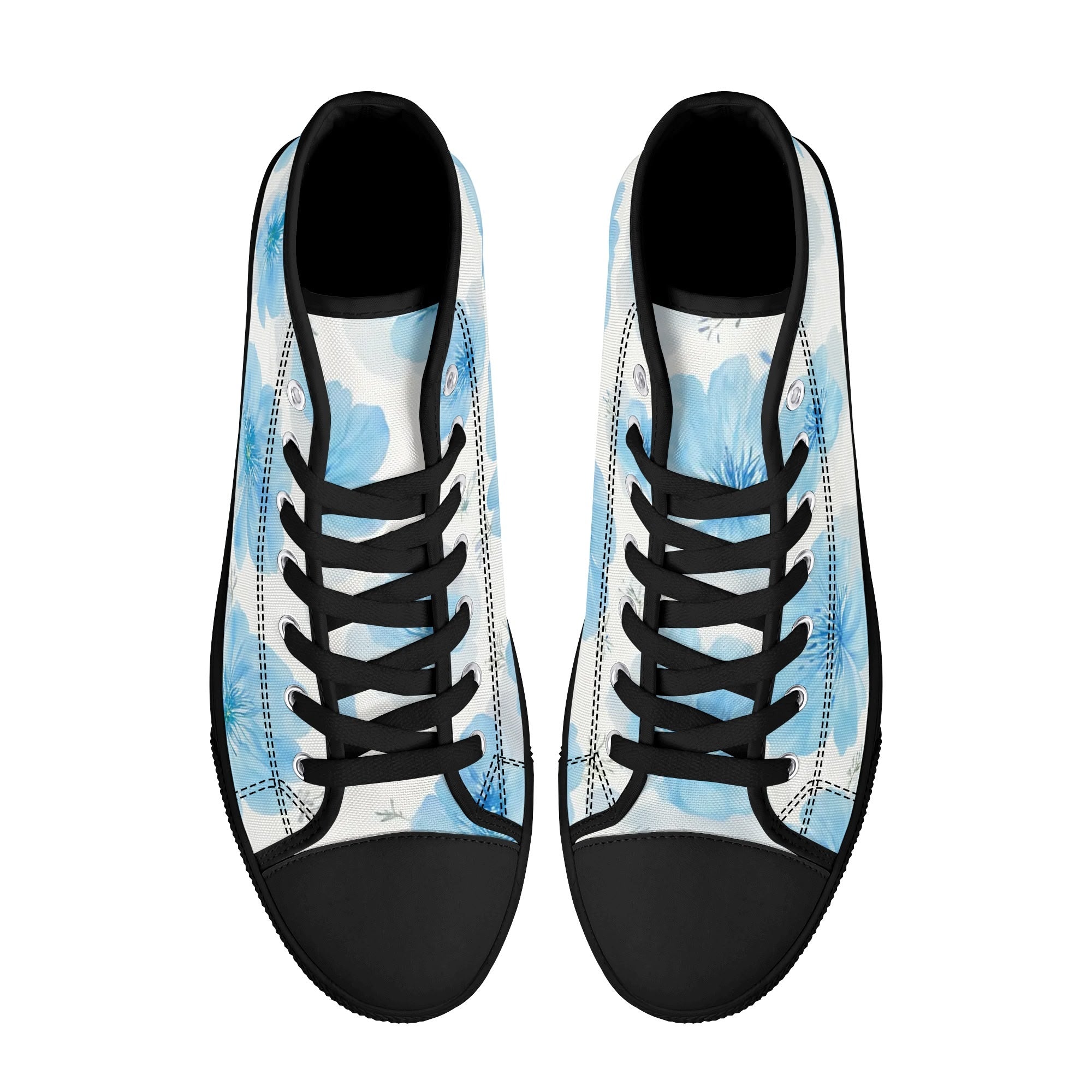 Floral Blue Porcelain Canvas Hightops (black pair top)