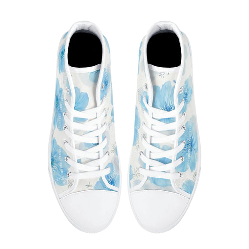 Floral Blue Porcelain Canvas Hightops (white pair top)