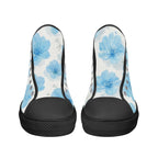 Floral Blue Porcelain Canvas Hightops (black pair front)
