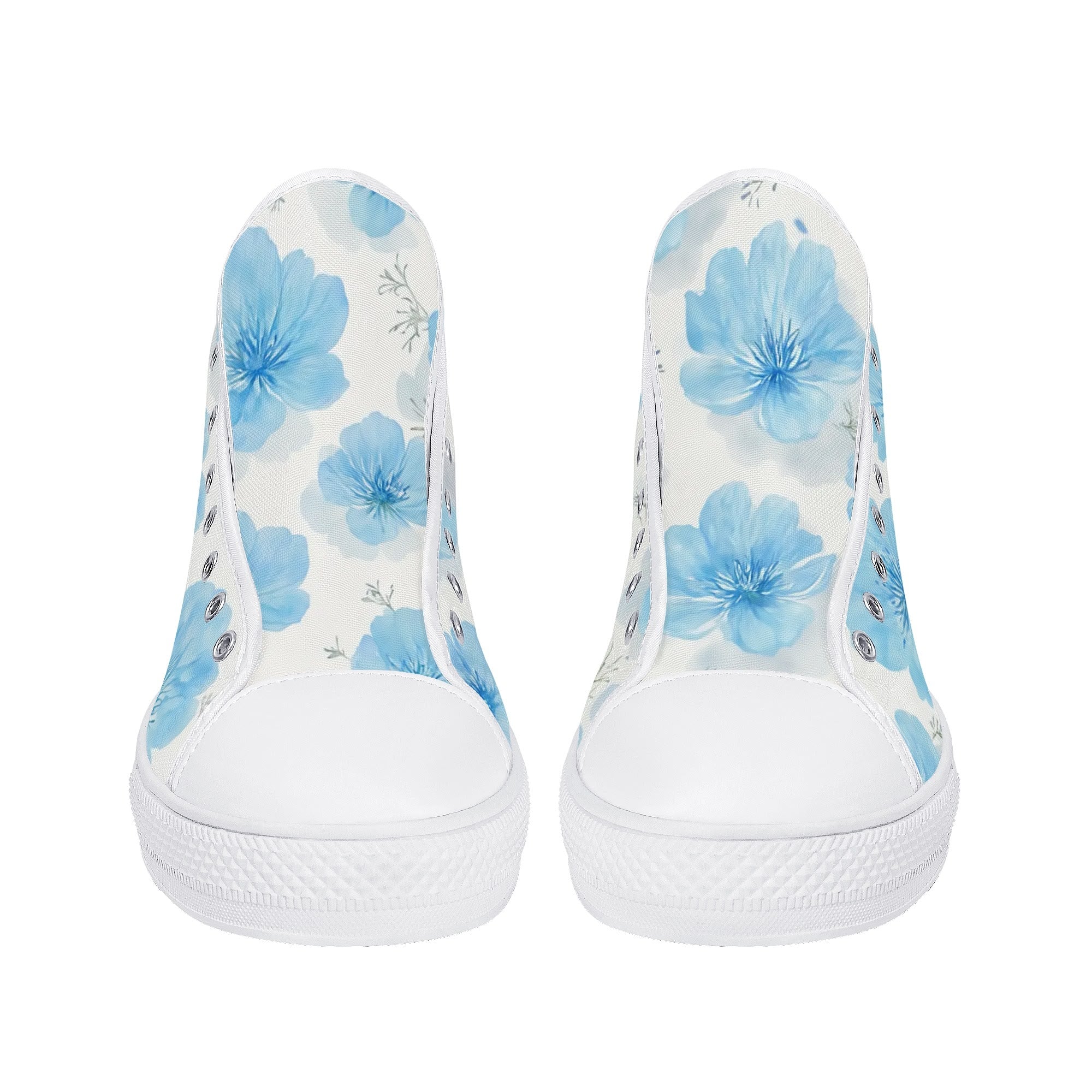 Floral Blue Porcelain Canvas Hightops (white pair front)