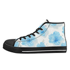 Floral Blue Porcelain Canvas Hightops (black left outside)