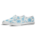 Floral Blue Porcelain Canvas Slipons (white pair angled)