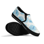 Floral Blue Porcelain Canvas Slipons (black pair stacked)