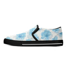 Floral Blue Porcelain Canvas Slipons (black left outside)