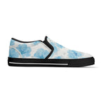 Floral Blue Porcelain Canvas Slipons (black left inside)