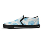 Floral Blue Porcelain Canvas Slipons (black right inside)