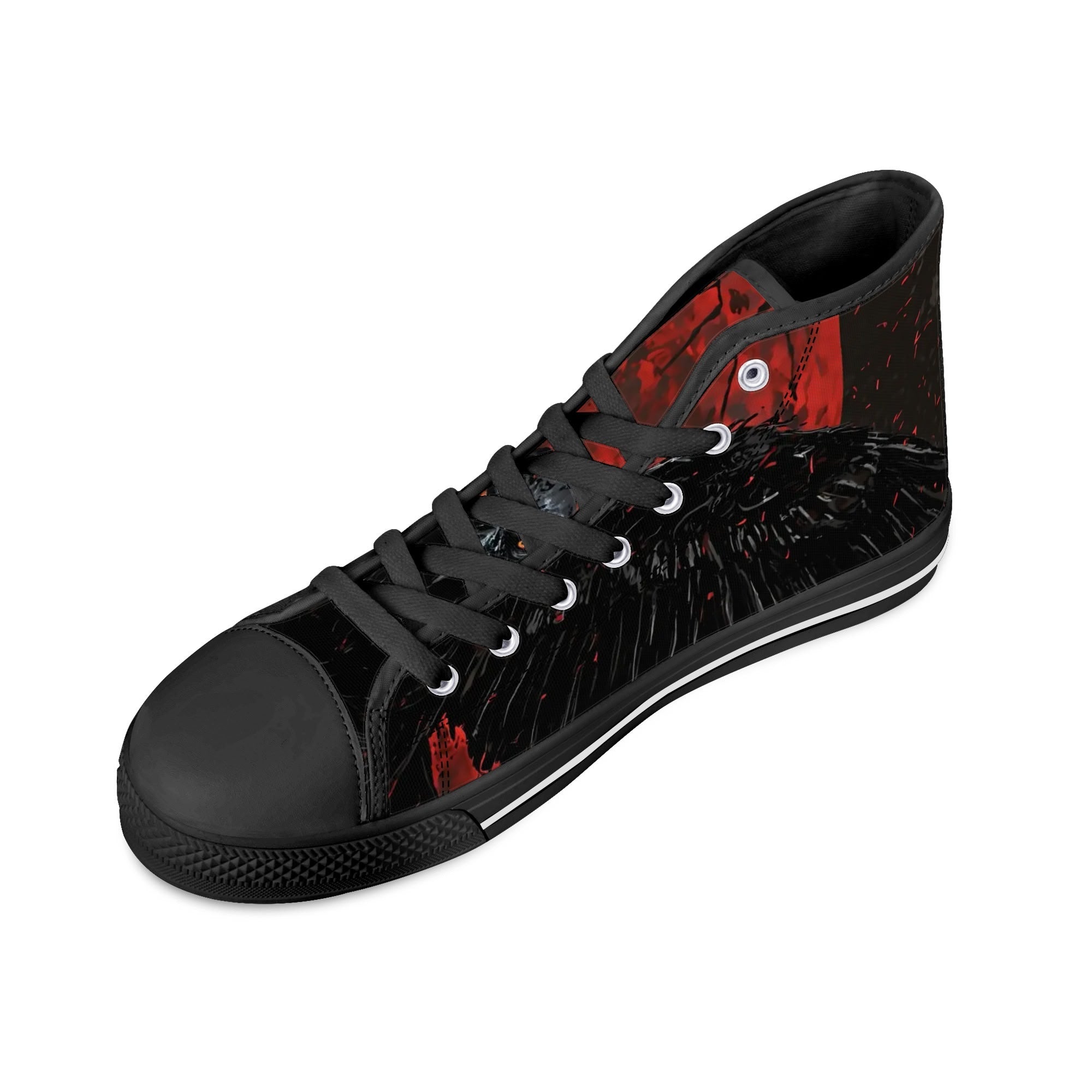 Bloodmoon Raven Canvas Hightops (black right above angled)