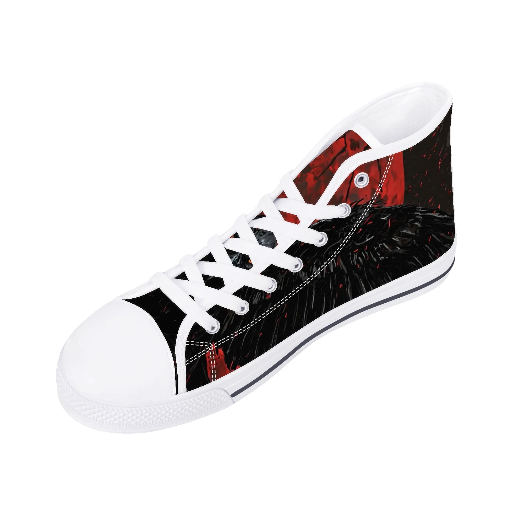 Bloodmoon Raven Canvas Hightops (white right above angled)