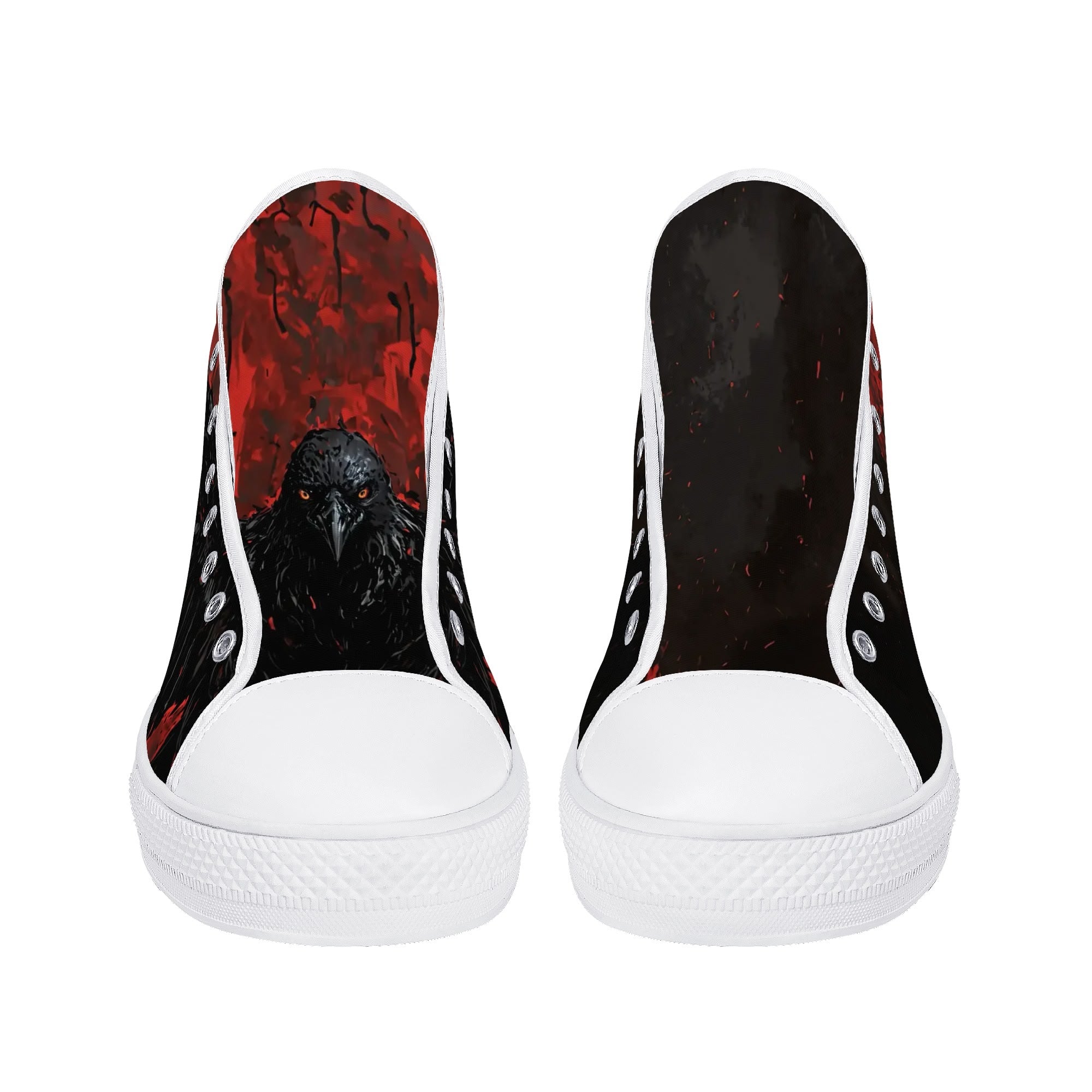 Bloodmoon Raven Canvas Hightops (white pair front)