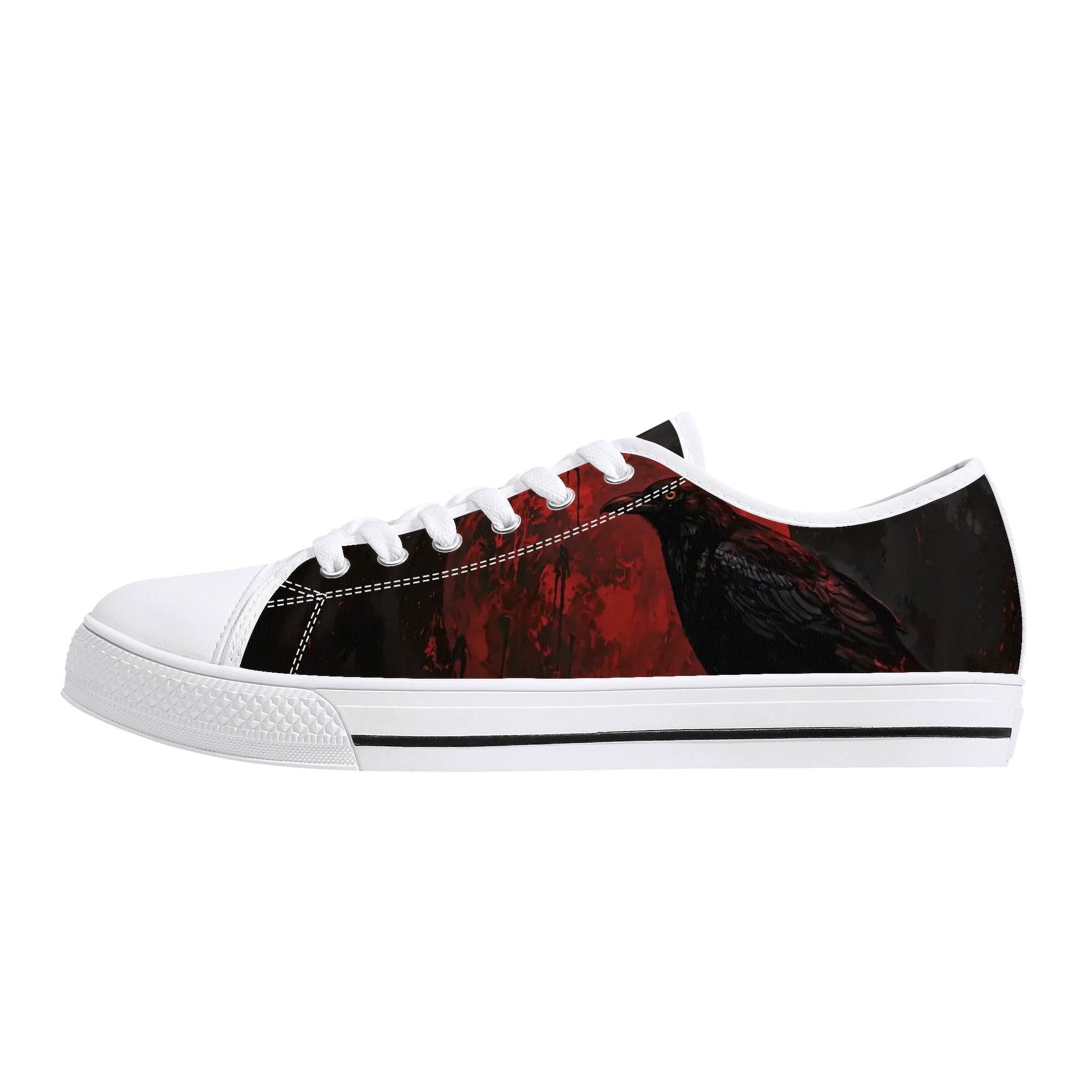 Bloodmoon Raven Canvas Lowtops (white left outside)
