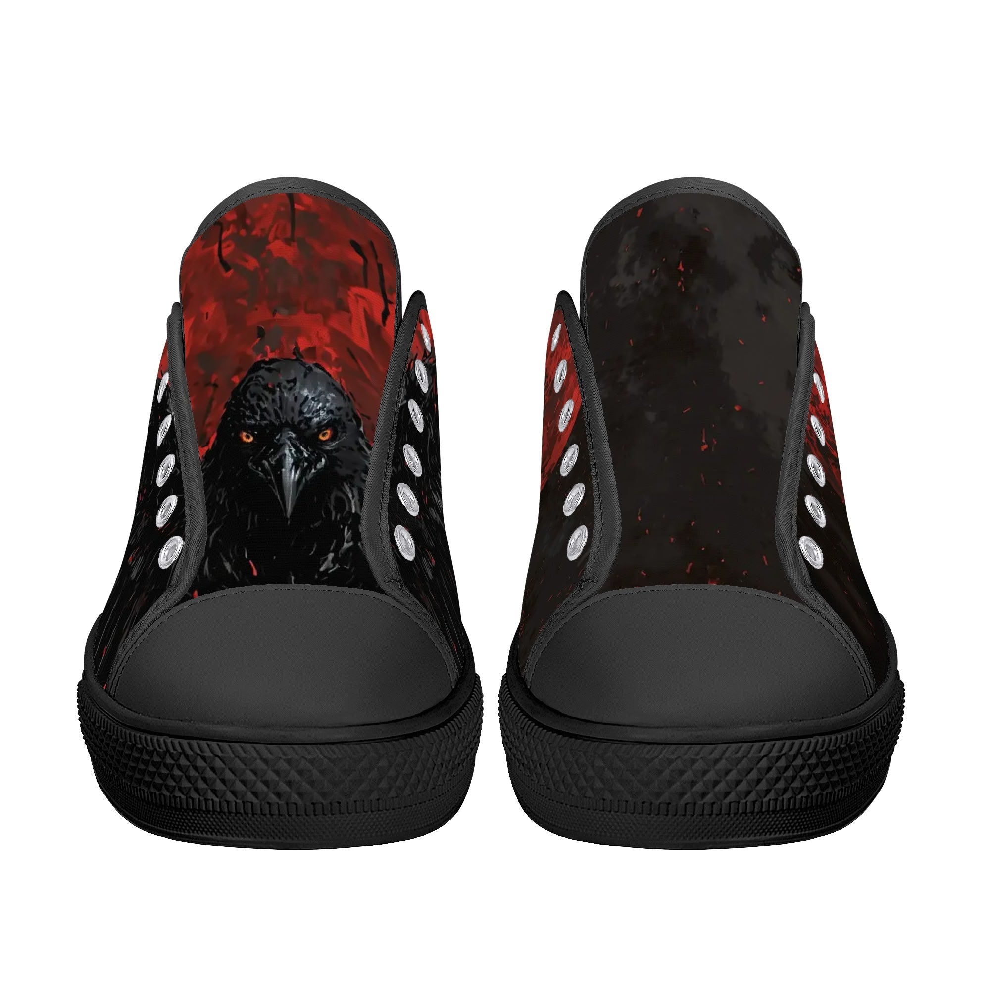 Bloodmoon Raven Canvas Lowtops (black pair front)