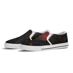 Bloodmoon Raven Canvas Slipons (white pair angled)