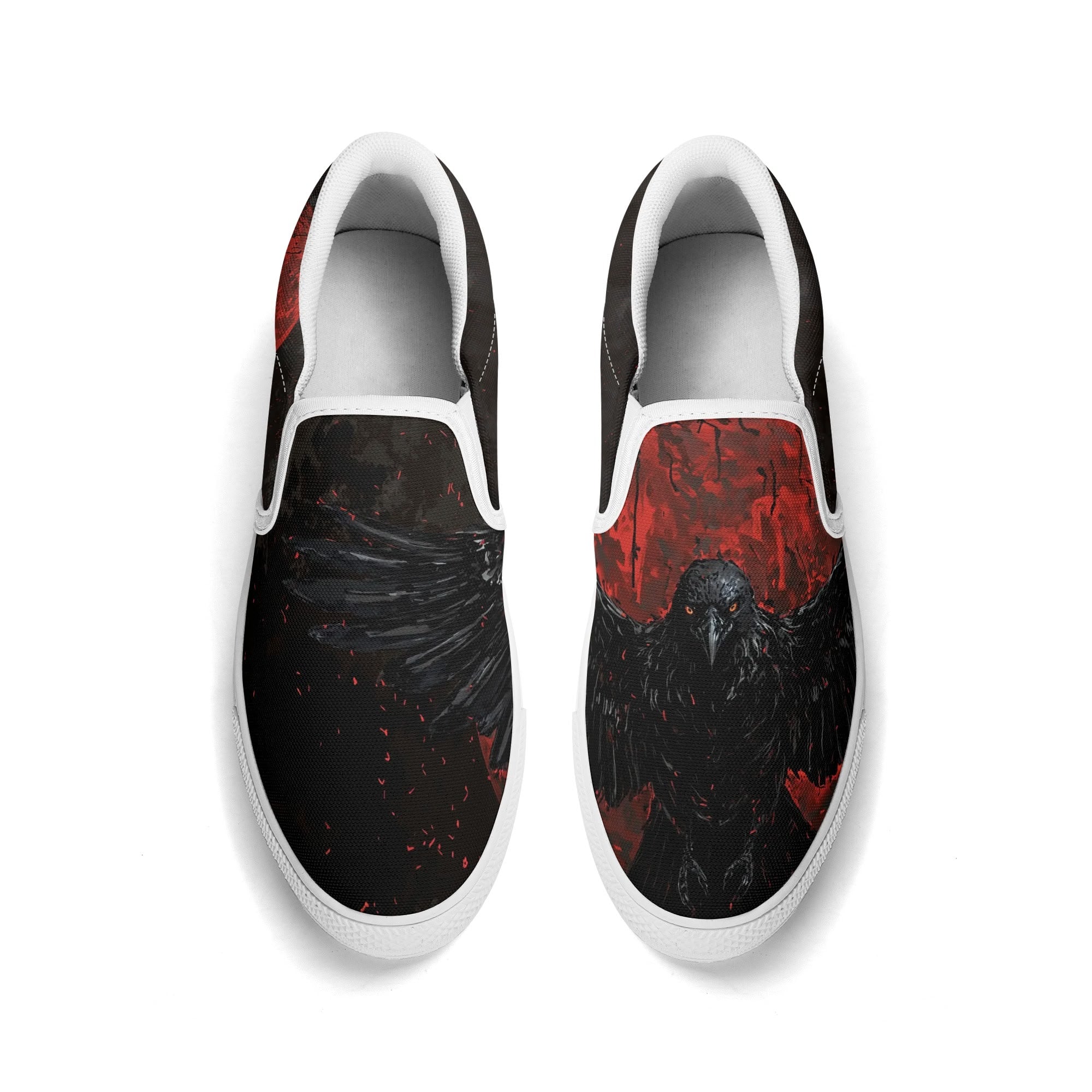 Bloodmoon Raven Canvas Slipons (white pair top)