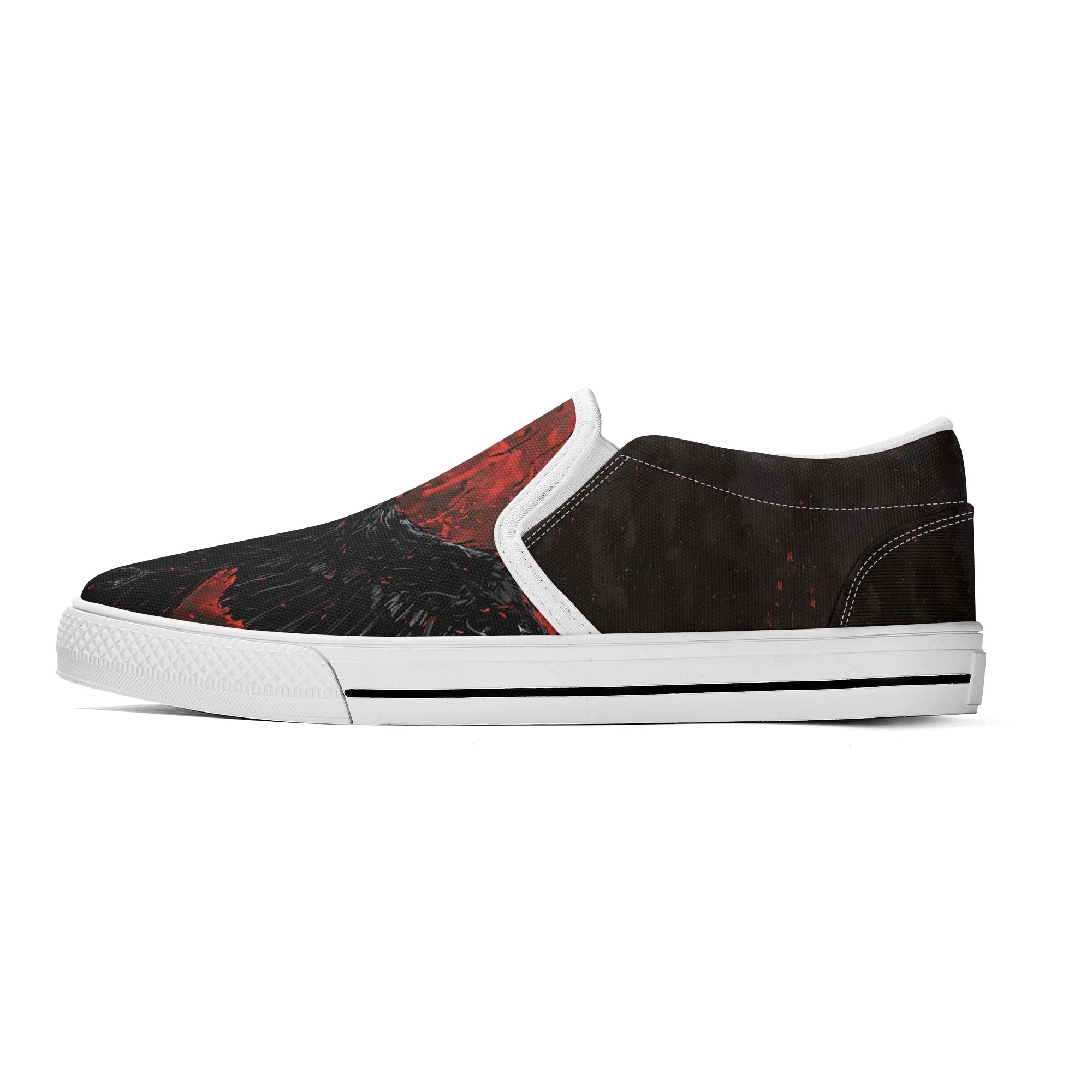 Bloodmoon Raven Canvas Slipons (white left outside)