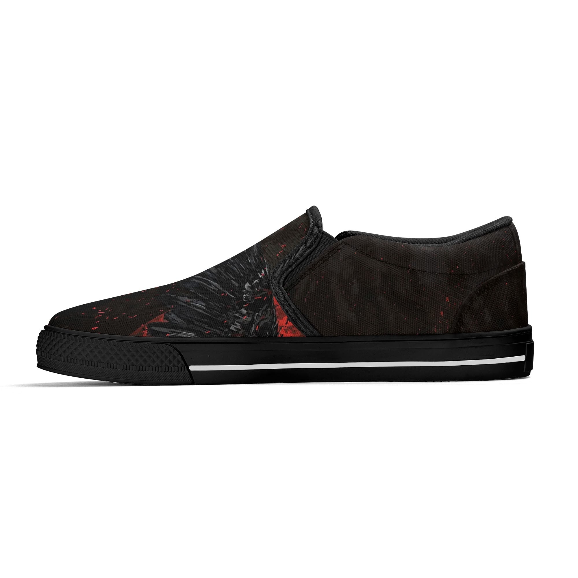 Bloodmoon Raven Canvas Slipons (black right inside)