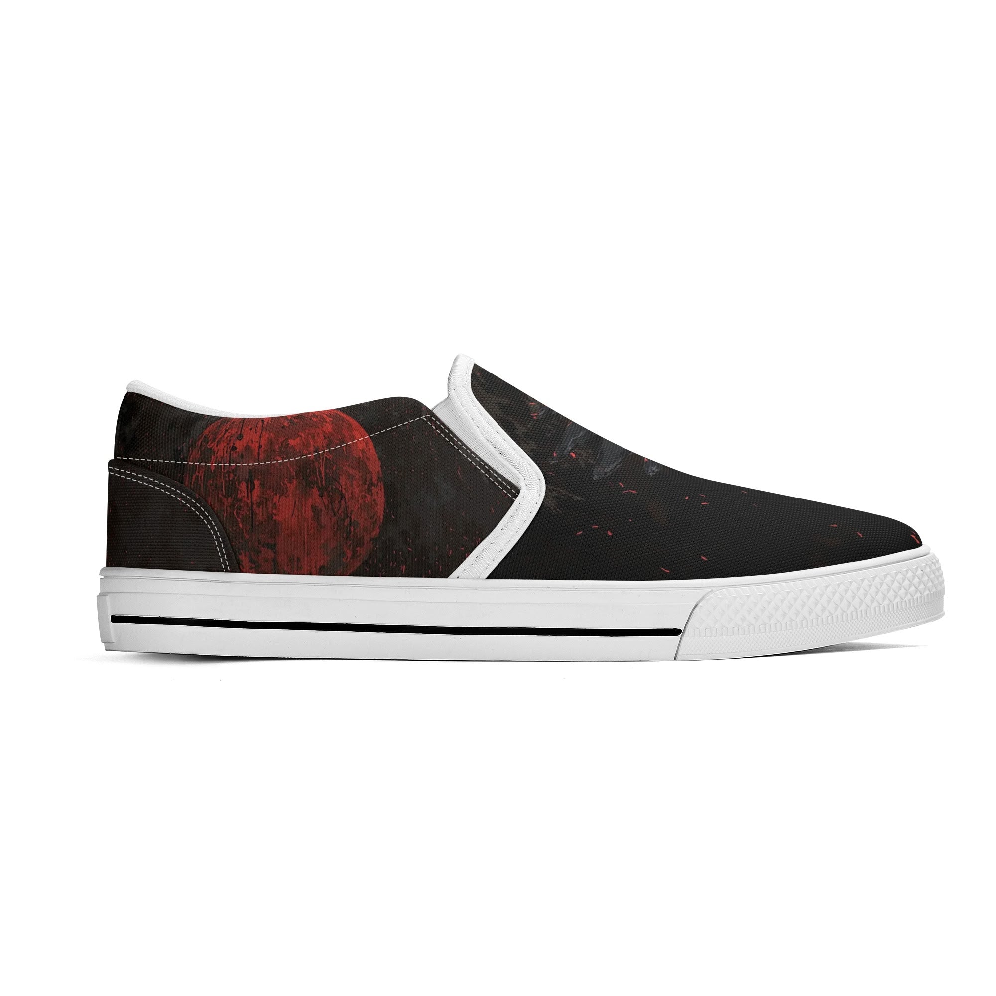 Bloodmoon Raven Canvas Slipons (white right outside)