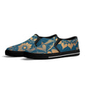 Antique Mandala on Dark Blue Canvas Slipons (black pair angled)