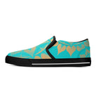 Antique Mandala on Cyan Canvas Slipons (black left outside)