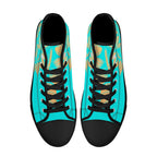 Antique Mandala on Cyan Canvas Hightops (black pair top)