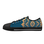 Antique Mandala on Dark Blue Canvas Lowtops (black right inside)