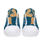 Antique Mandala on Dark Blue Canvas Lowtops (white pair front)