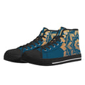 Antique Mandala on Dark Blue Canvas Hightops (black pair angled)