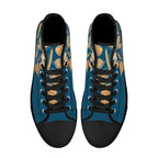 Antique Mandala on Dark Blue Canvas Hightops (black pair top)