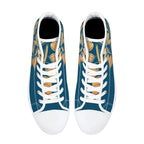 Antique Mandala on Dark Blue Canvas Hightops (white pair top)