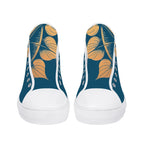 Antique Mandala on Dark Blue Canvas Hightops (white pair front)