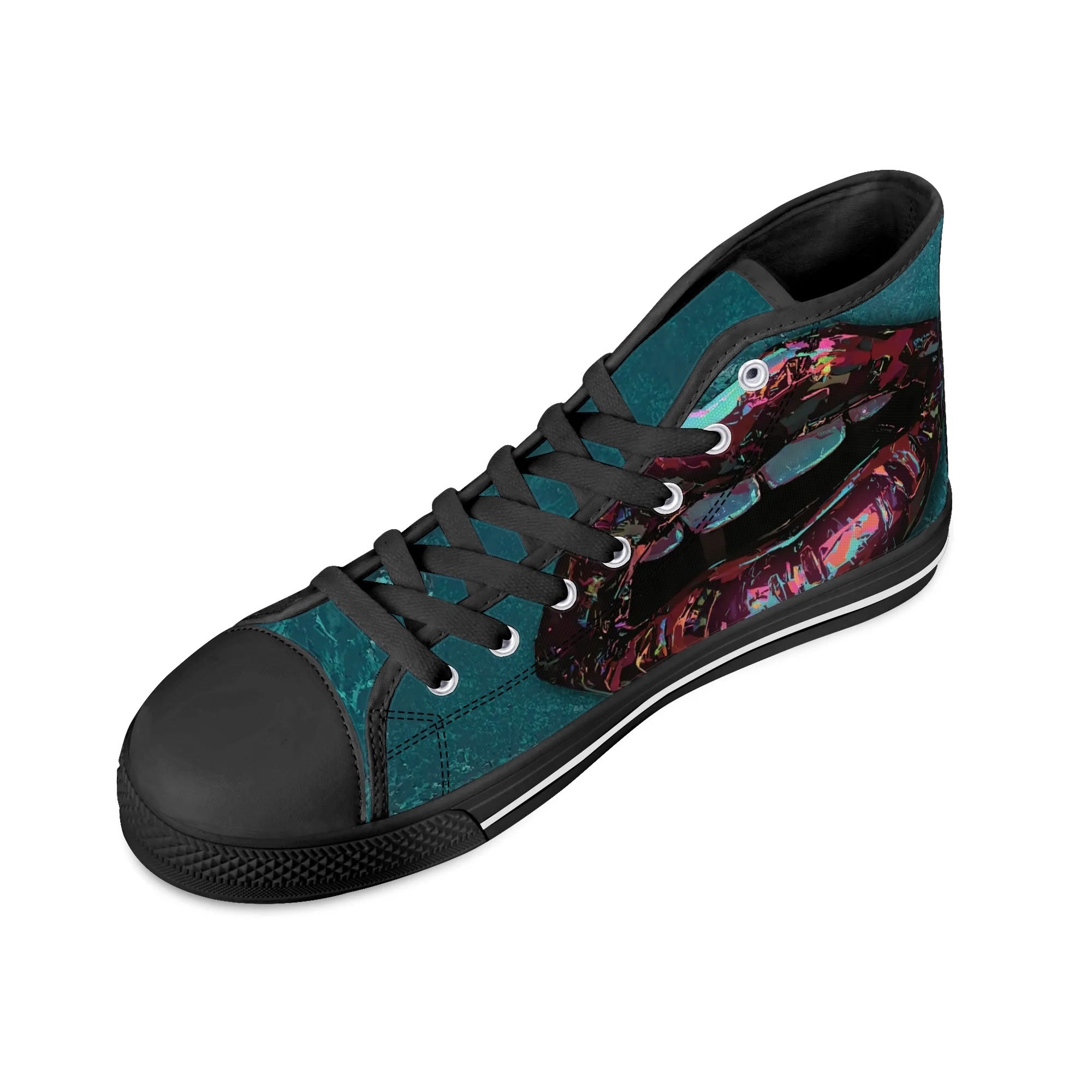Prism Lips Canvas Hightops (black right above angled)