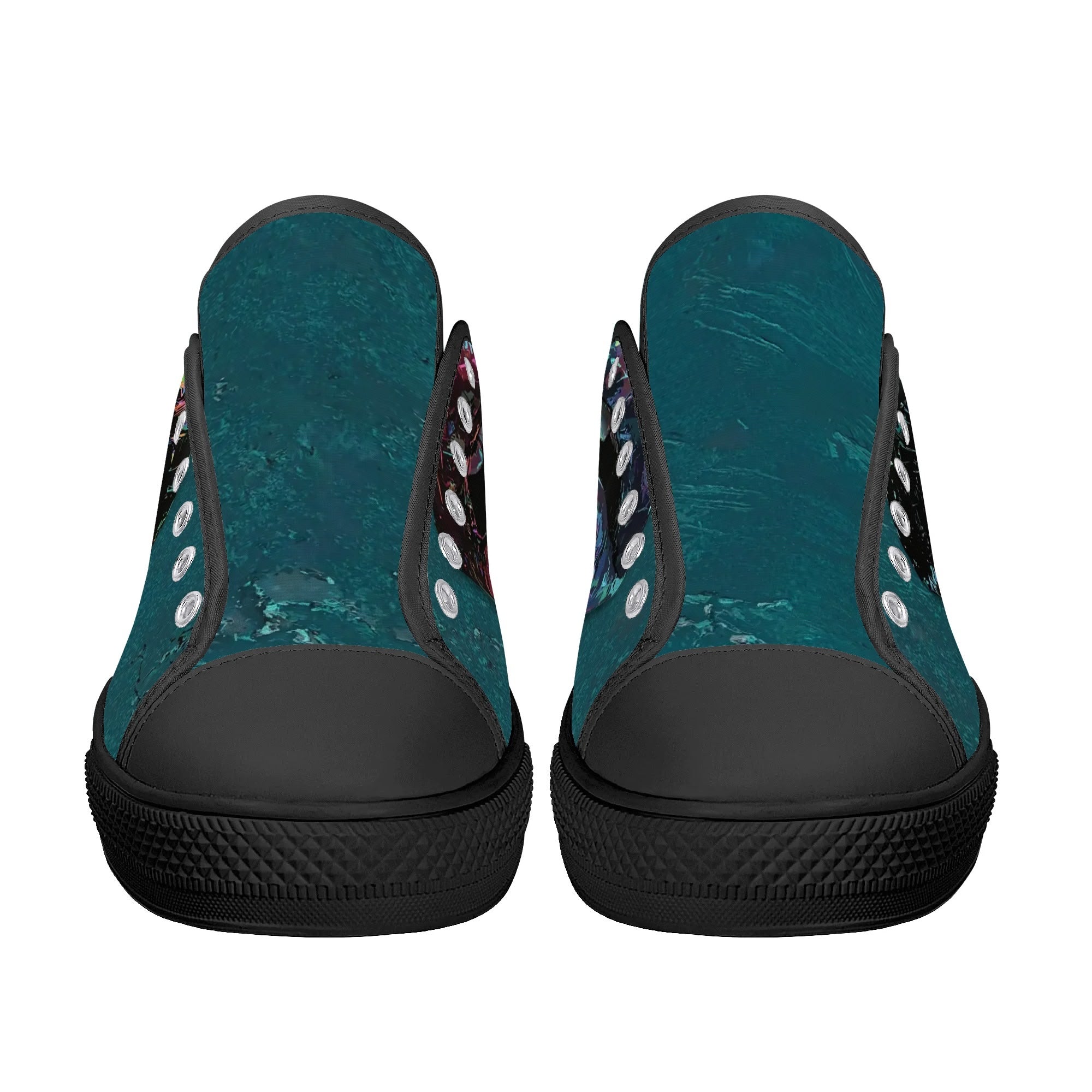 Prism Lips Canvas Lowtops (black pair front)