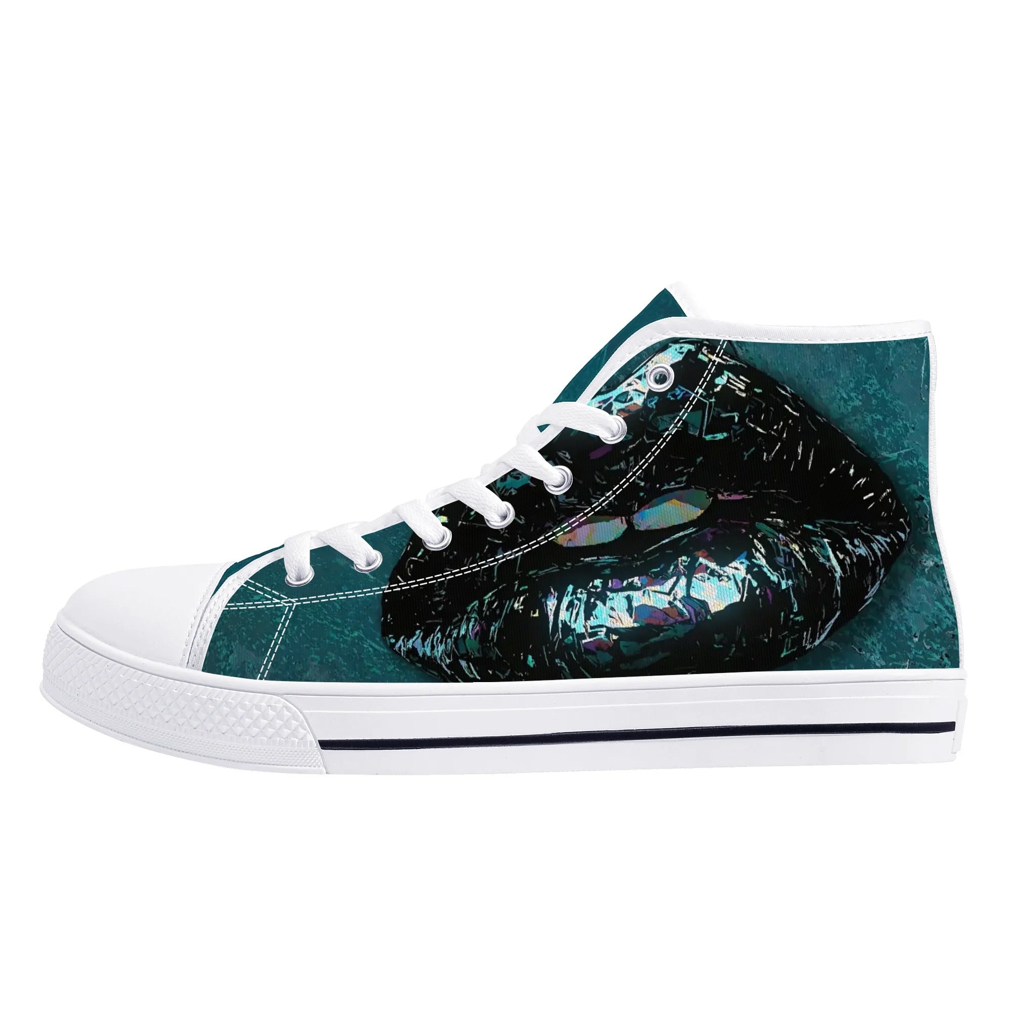 Prism Lips Canvas Hightops (white left outside)