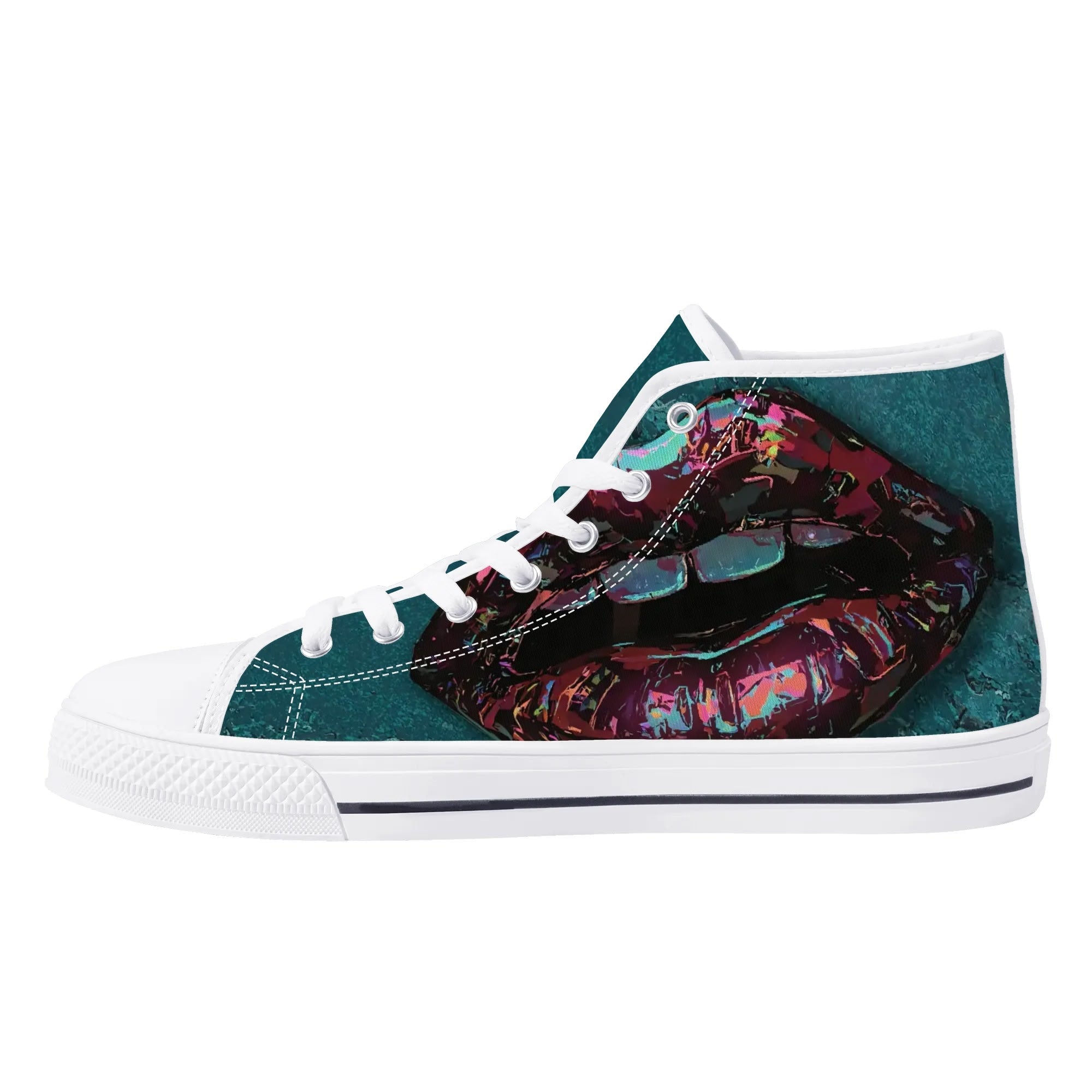 Prism Lips Canvas Hightops (white right inside)
