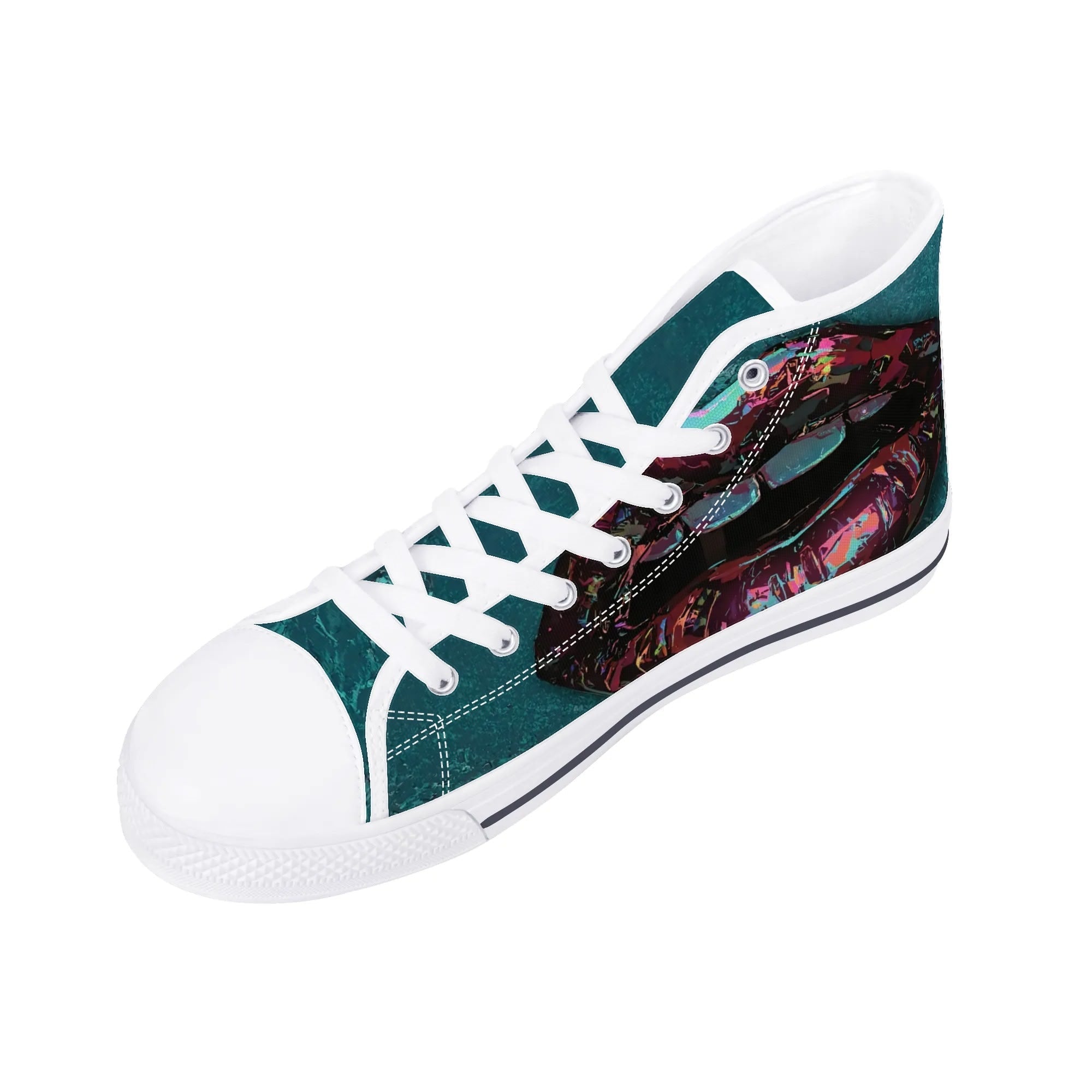 Prism Lips Canvas Hightops (white right above angled)