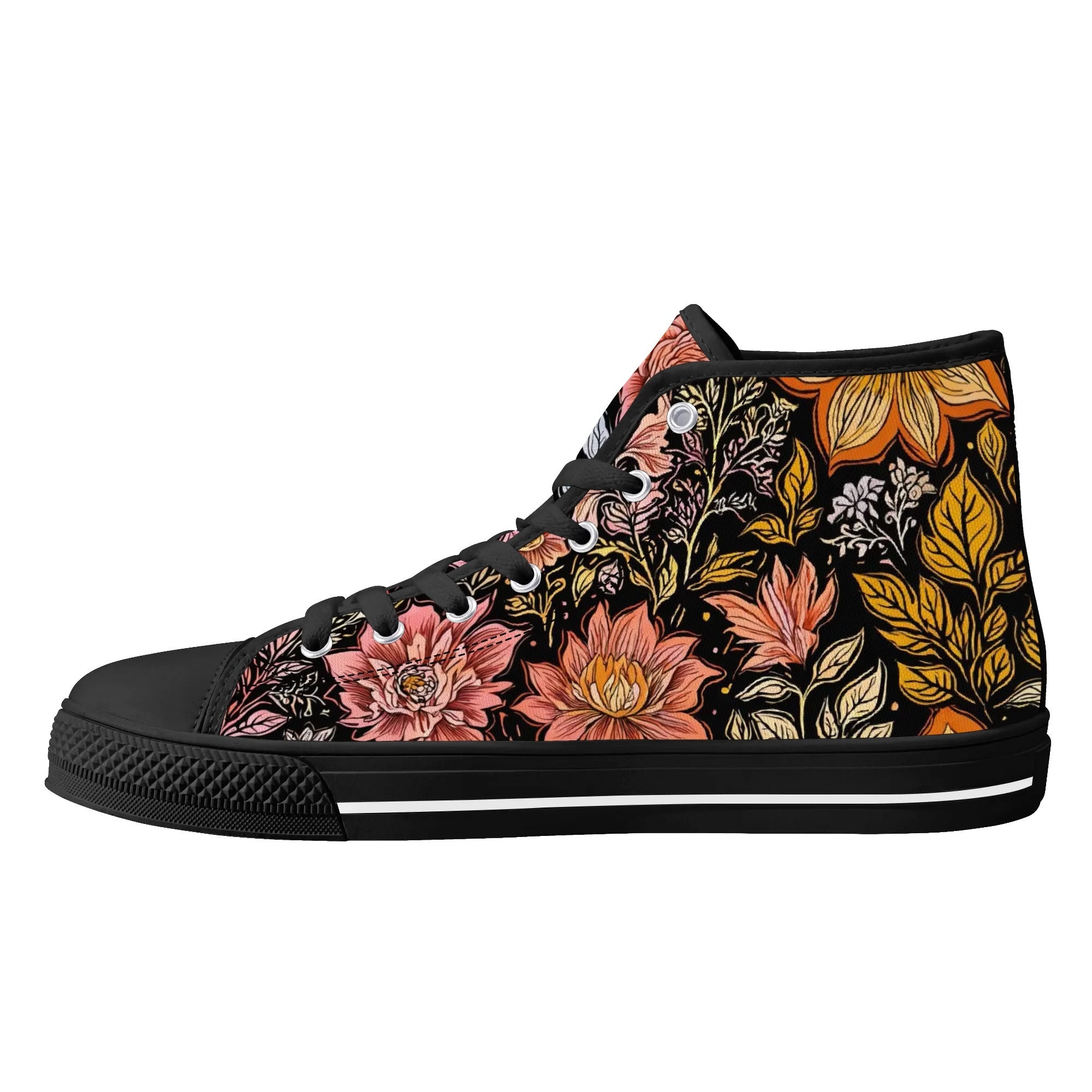 Vintage Noir Bloom Canvas Hightops (black right inside)