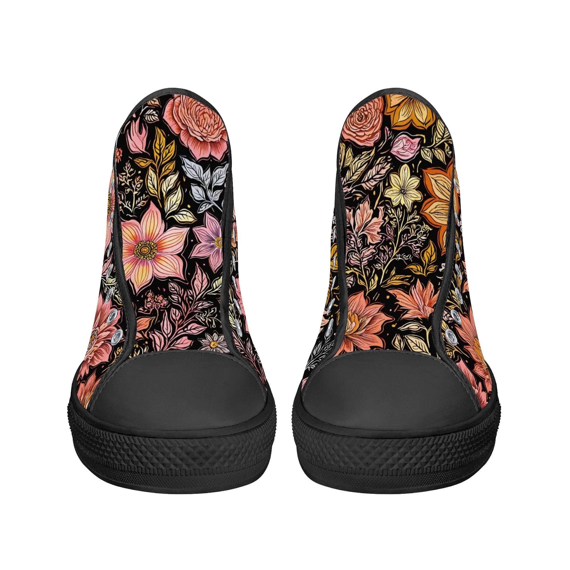 Vintage Noir Bloom Canvas Hightops (black pair front)
