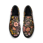 Vintage Noir Bloom Canvas Slipons (black pair top)