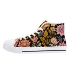 Vintage Noir Bloom Canvas Hightops (white left outside)