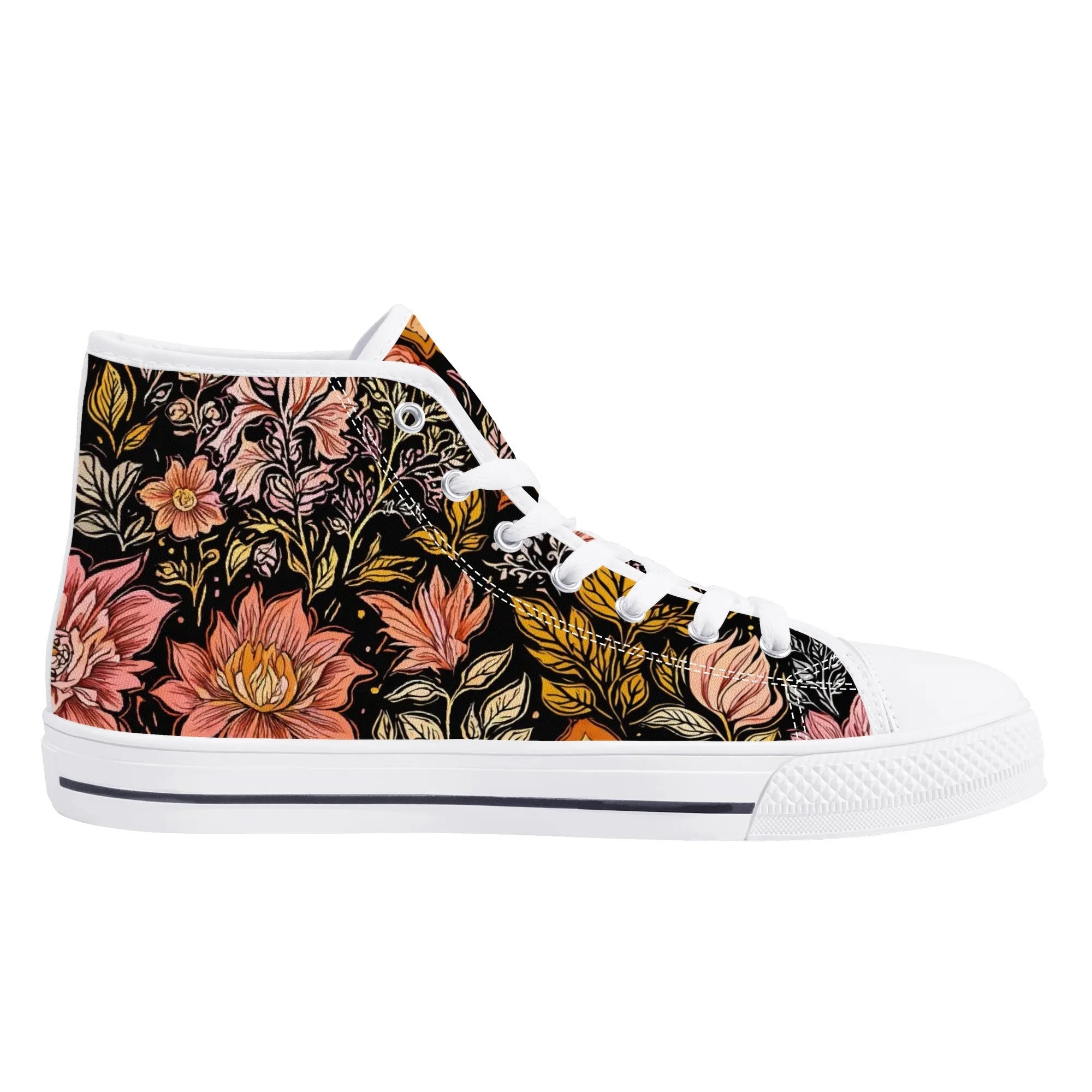 Vintage Noir Bloom Canvas Hightops (white left inside)