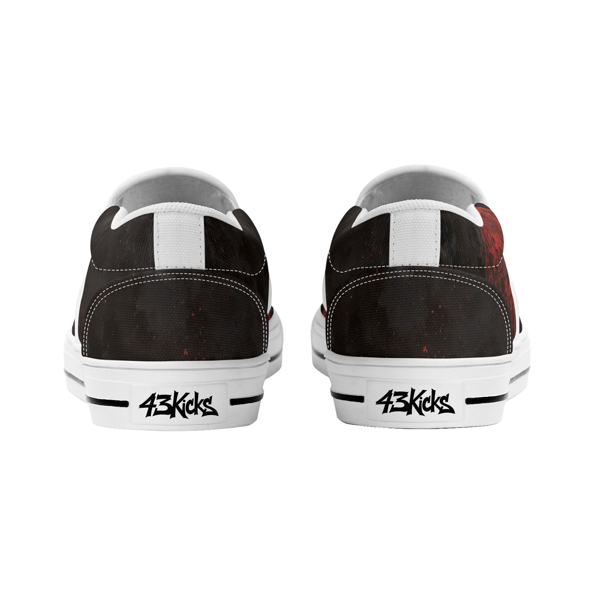 Bloodmoon Raven Canvas Slipons (white pair rear)