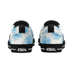 Floral Blue Porcelain Canvas Slipons (black pair rear)