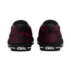 Dot Shift in Burgundy Canvas Slipons (black pair rear)