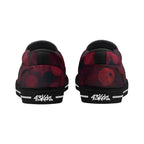 Dot Shift in Red Canvas Slipons (black pair rear)