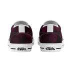 Dot Shift in Burgundy Canvas Slipons (white pair rear)