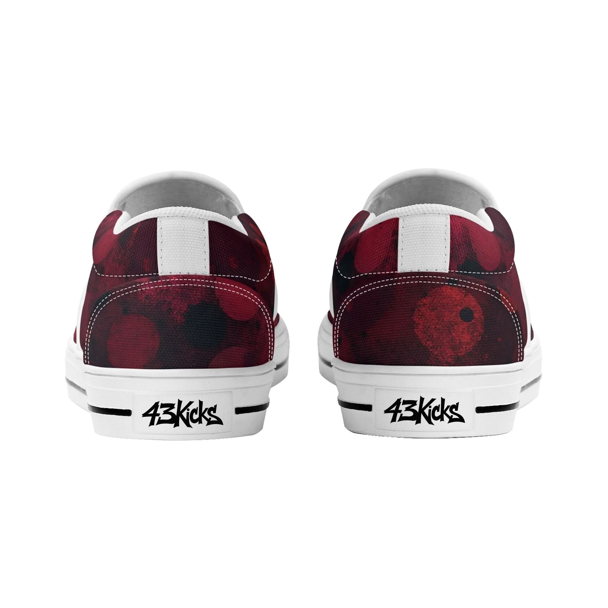 Dot Shift in Red Canvas Slipons (white pair rear)